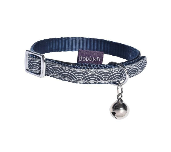 Seigaiha Cat Collar - Blue - Bobby - PetStore.ae