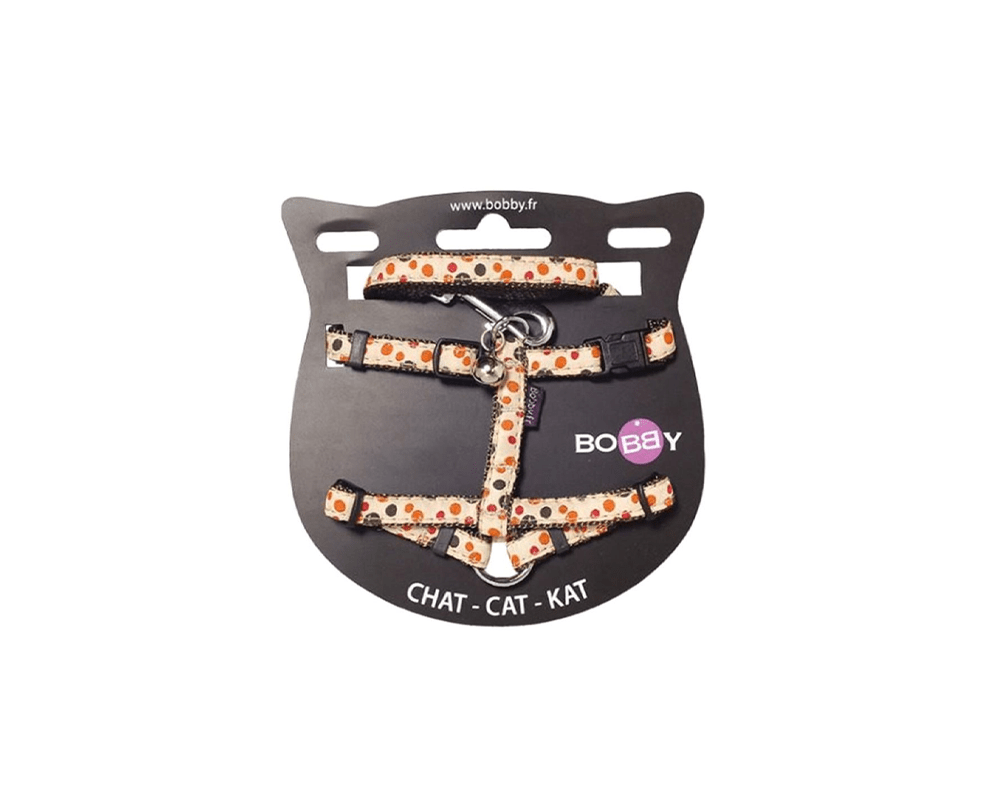 Doll Cat Harness And Lead - Orange - Bobby