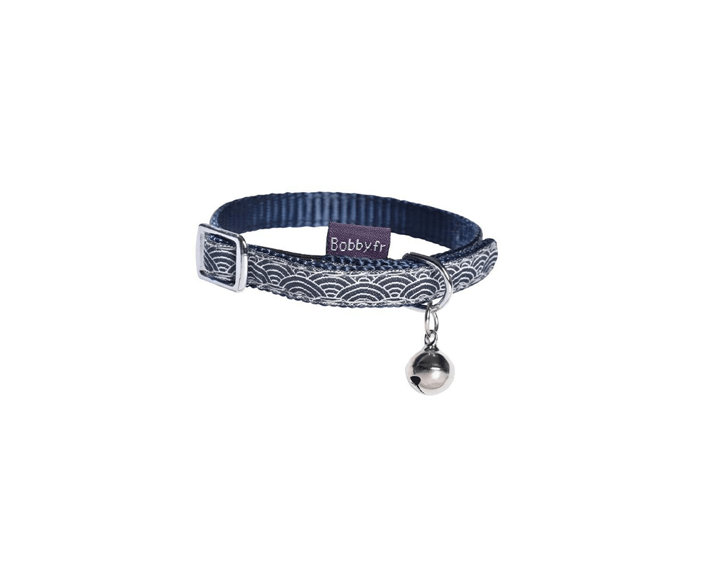 Seigaiha Cat Collar - Blue - Bobby