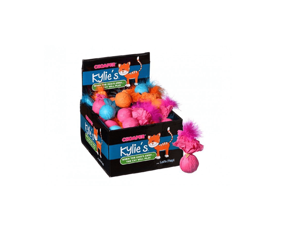 Brite Paper Ball With Feather Cat Toy - Chomper