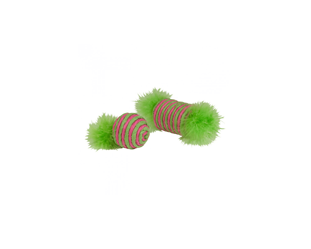 Brite Rafia Feathered Spool And Ball Cat Toy - Chomper