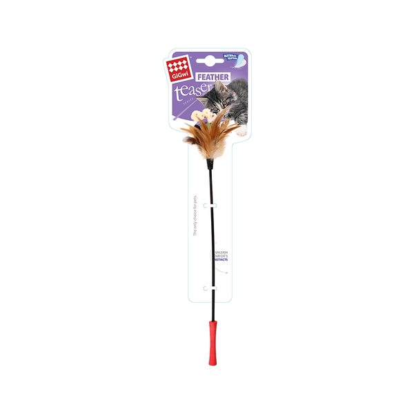 Catwand Feather Teaser Toy With Natural Feather - GiGwi - PetStore.ae