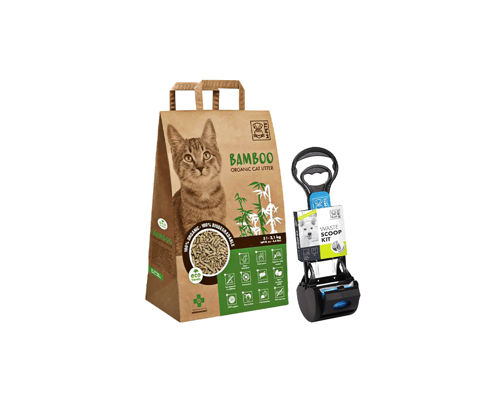 Bamboo Organic & Biodegradable Cat Litter With Waste Scoop Kit - M-Pets