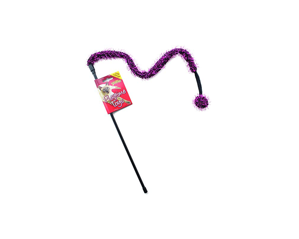 Ball Bell Tikkler Pink Cat Wand Toy - Mikki