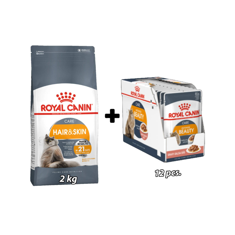 Royal Canin - Feline Care Nutrition Hair & Skin & Feline Care Nutrition Intense Beauty Gravy (WET FOOD - Pouches) Bundle Pack