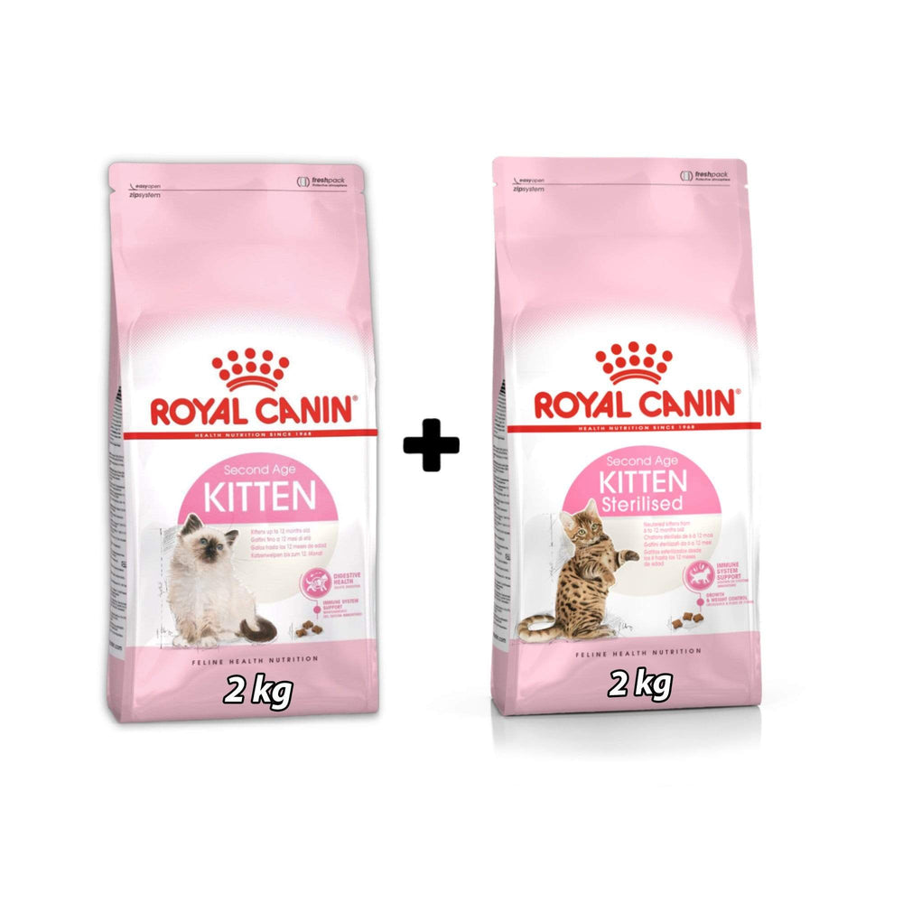 Royal Canin - Feline Health Nutrition Kitten Food & Kitten Sterilised Kitten Food Bundle Pack