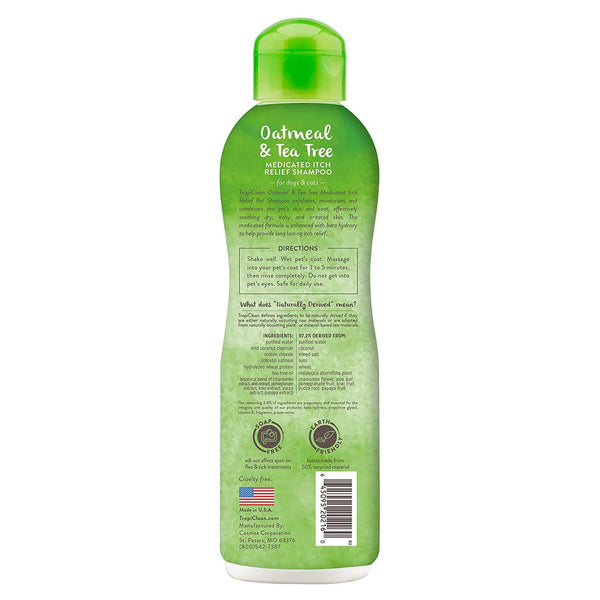 TropiClean - Medicated Itch Relief Shampoo for Pets Oatmeal & Tea Tree 355ml - PetStore.ae