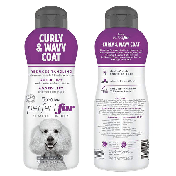 TropiClean - PerfectFur Curly & Wavy Coat Shampoo for Dogs, 16oz - PetStore.ae