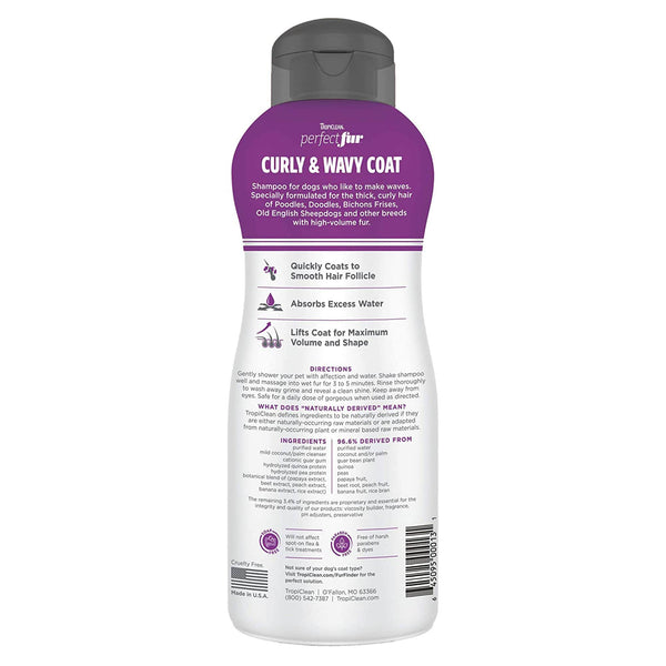 TropiClean - PerfectFur Curly & Wavy Coat Shampoo for Dogs, 16oz - PetStore.ae