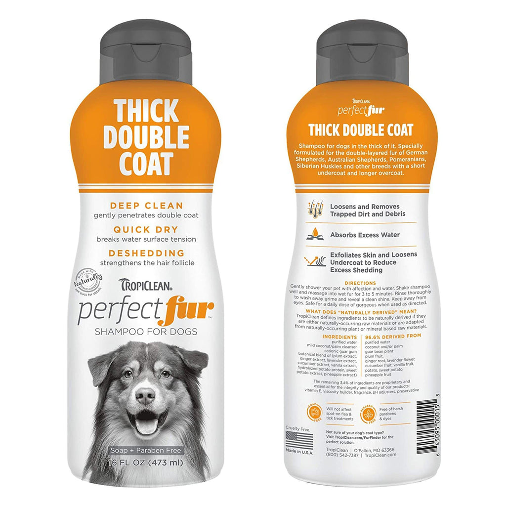 TropiClean PerfectFur Thick Double Coat Shampoo for Dogs, 16oz