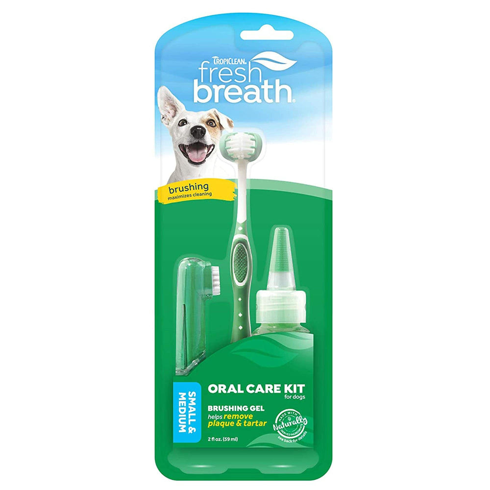 Tropiclean - Oral Care Kit for Small & Medium Dogs with brushing gel 59 ml