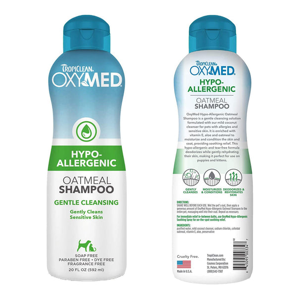 TropiClean - OxyMed Hypo-Allergenic Oatmeal Shampoo 592ml - PetStore.ae