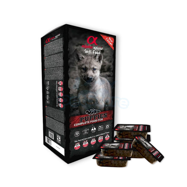 Alpha Spirit Non-prescription Dog Food / Semi Wet Food for Dogs 9kg Box – Convenient 200g x 45 mono-dose trays Alpha Spirit Semi-Moist Complete Dog Food for Puppies | 1.5kg Bag & 9kg Box