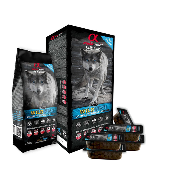 Alpha Spirit Non-prescription Dog Food / Semi Wet Food for Dogs Alpha Spirit Semi-Moist Dog Food – Wild Fish (1.5kg & 9kg Packs)