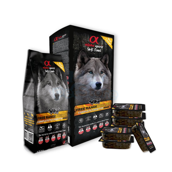 Alpha Spirit Non-prescription Dog Food / Semi Wet Food for Dogs Alpha Spirit Semi-Moist Free-Range Poultry Complete Dog Food (1.5kg & 9kg)