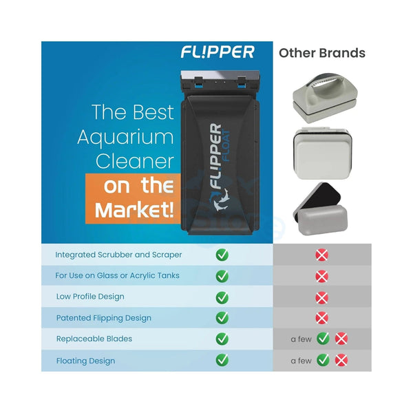 Flipper Aquarium Supplies / Glass Cleaning Material Flipper -  FLOAT 2 in 1 Magnetic Aquarium Algae Cleaner