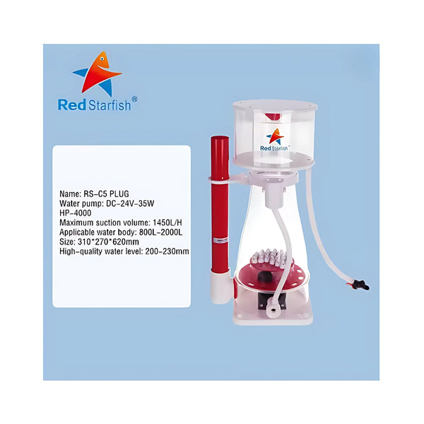 Red Starfish Aquarium Protein Skimmers RS-C5 PLUS: For 800–2000L tanks Red Starfish RS-C PLUS Protein Skimmer Series – Advanced Filtration for Saltwater Aquariums