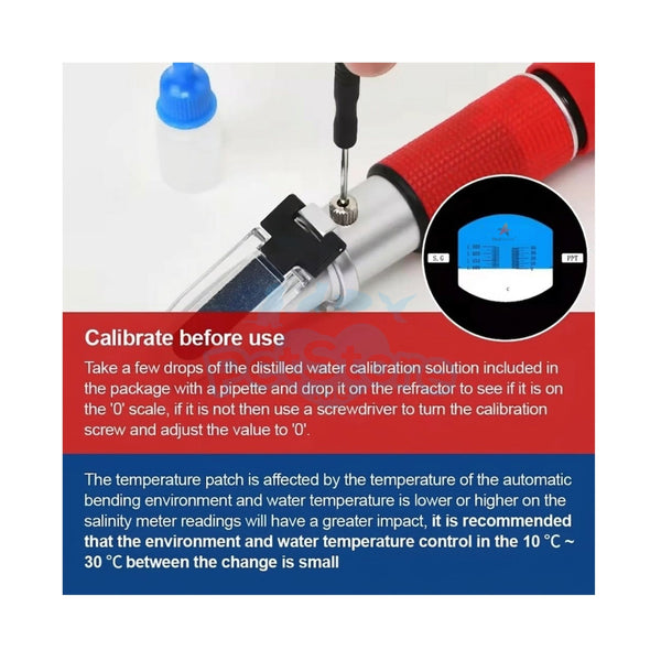 Red Starfish Aquatic Accessories / Refractometer Red Starfish Seawater Portable Refractometer – Absolute Salinity Precision (25°C/77°F)
