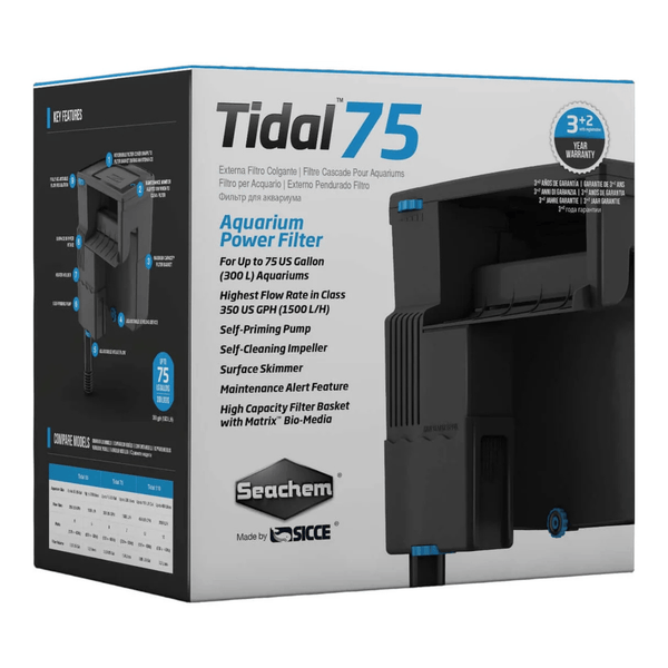 Seachem Aquatics Seachem Tidal™ Power Filter | Self-Priming HOB Filter with Surface Skimmer