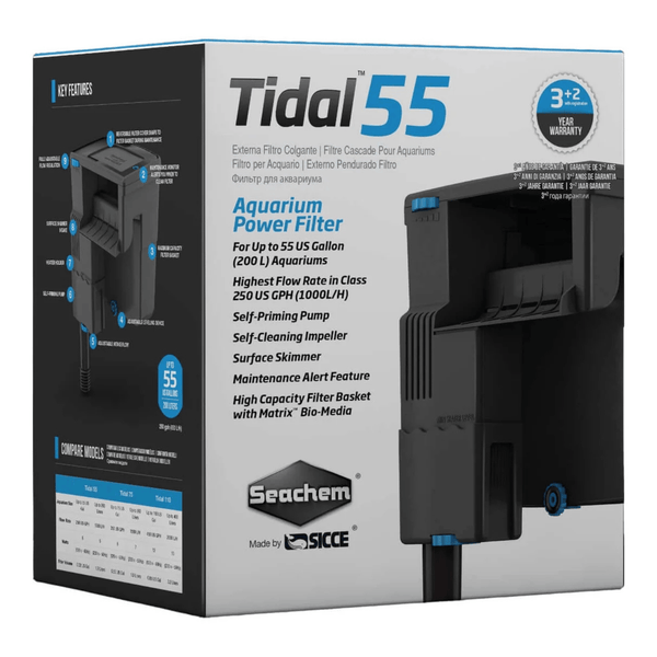 Seachem Aquatics Seachem Tidal™ Power Filter | Self-Priming HOB Filter with Surface Skimmer