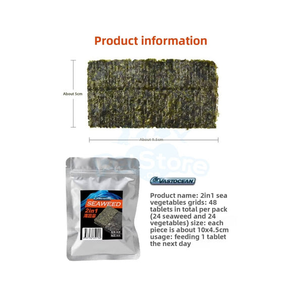 VASTOCEAN Fish, Marine Inverts and Coral Food VASTOCEAN Premium Marine Seaweed Strips – Natural Grazing Food for Saltwater Fish