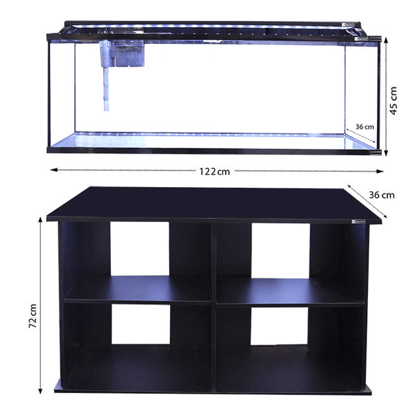 Horizon 182 Glass Starter Kit Aquarium + Cabinet (122W x 36D x 45H + 72H cm)- Aqua One - PetStore.ae