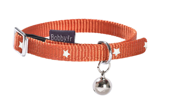 Midnight Cat Collar With Reflective Stars - Orange - Bobby - PetStore.ae