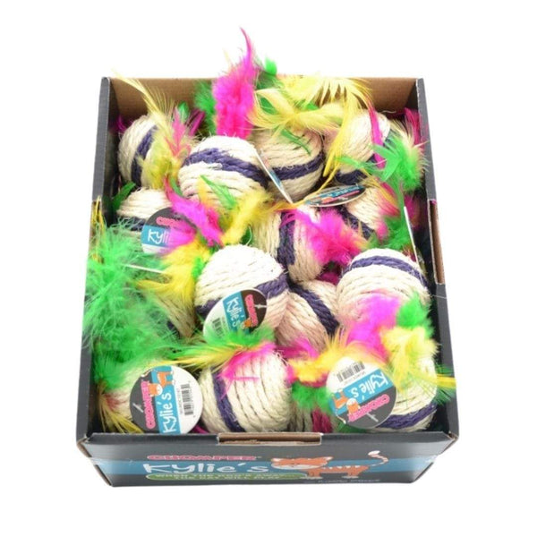 Brite Sisal Ball With Feathers Cat Toy - Chomper - PetStore.ae