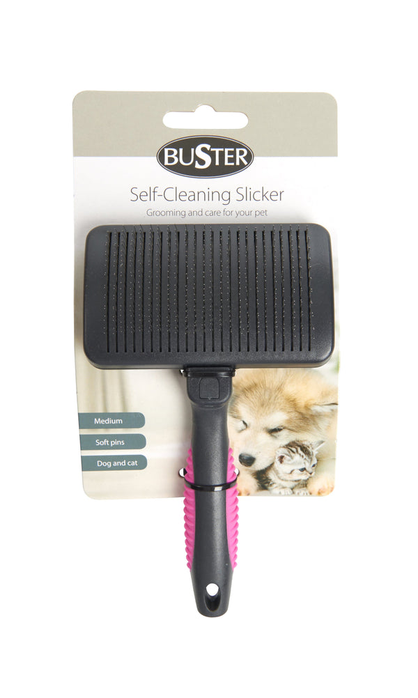 Buster Self-Cleaning Slicker Soft Pins Pet Brush - Kruuse - PetStore.ae