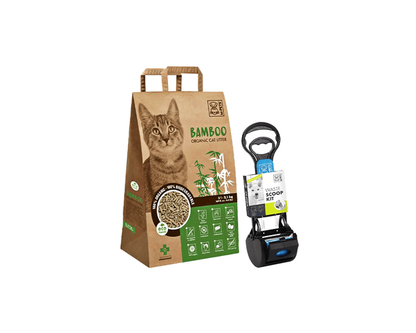 Bamboo Organic & Biodegradable Cat Litter With Waste Scoop Kit - M-Pets - PetStore.ae