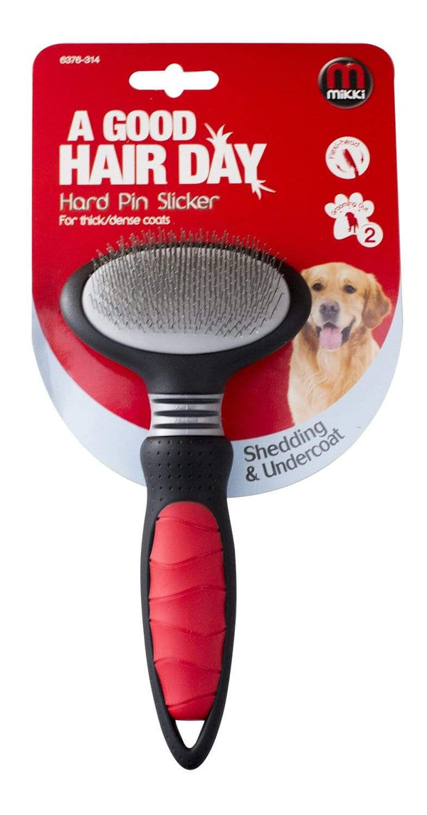 Hard Pin Slicker Pet Brush For Thick/Dense Coats - Mikki - PetStore.ae