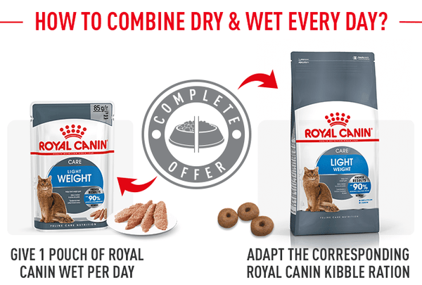 Royal Canin - Feline Care Nutrition Light Weight Care 1.5kg & Feline Care Nutrition Light Weight Gravy (WET FOOD - Pouches) Bundle Pack - PetStore.ae