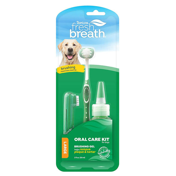 Tropiclean - Oral Care Kit for Large Dogs with brushing gel 59 ml - PetStore.ae